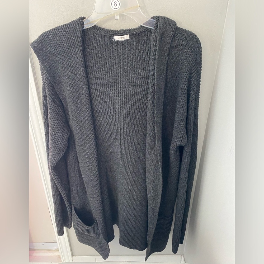 🔴 Ardene Cozy Dark Gray Hooded Cardigan With Pockets